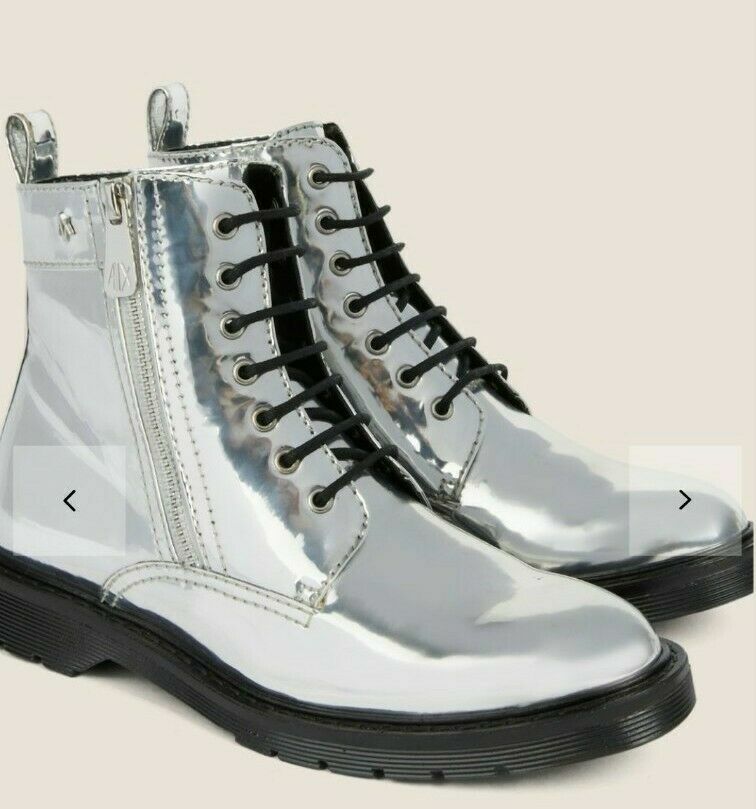 Купить Ботинки Brand new ARMANI EXCHANGE HIGH-SHINE METALLIC COMBAT BOOTSIZE 8, цена 8 721 руб — (193796640604)